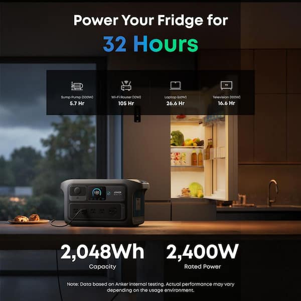 SOLIX C2000X Gen 2 2,400-Watt, 2kWh Push Button Start Solar Generator and BP2000 Expansion Battery, 4kWh