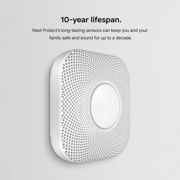 Google Nest Protect - Smoke Alarm - Smoke Detector and Carbon Monoxide  Detector - Battery Operated , White - S3000BWES 
