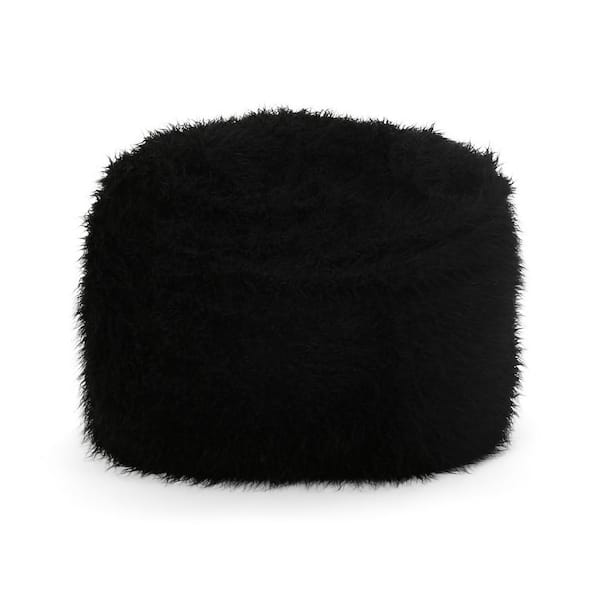 Noble House 5 ft. Black Long Faux Fur Bean Bag 71499 - The Home Depot