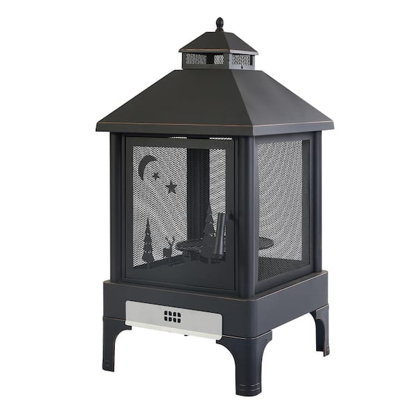Cesicia 24.41 in. x 48.03 in. Square Metal Black Fire Pit Kit Outdoor Heating Furnace