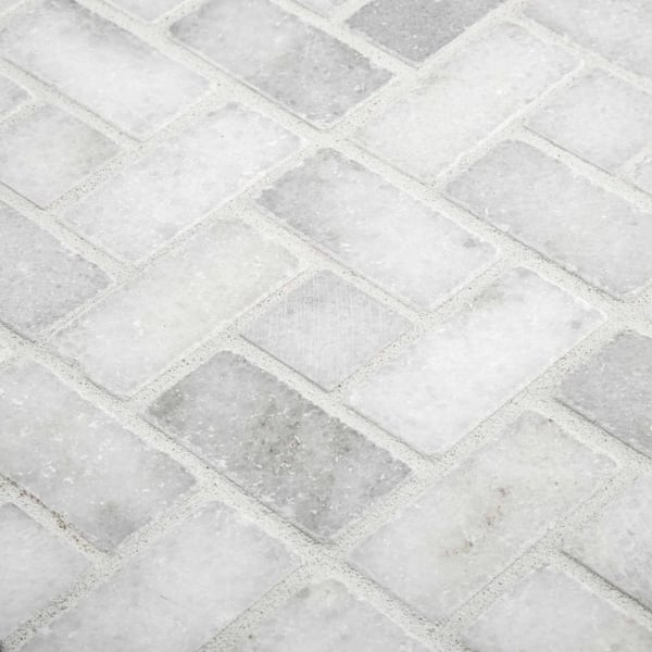 Jeffrey Court Checkmate White/Grey 11.875 in. x 11.875 in. Square Honed Carrara/Bardiglio Marble Mosaic Tile (9.79 Sq. ft./Case)