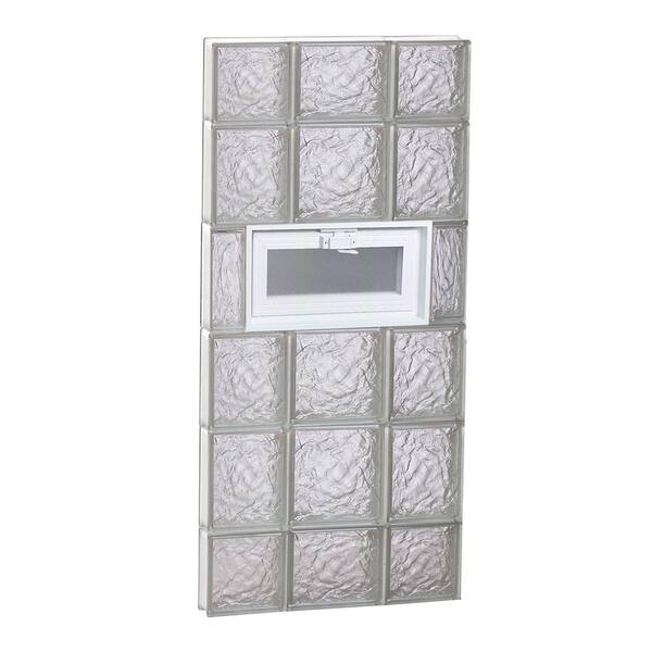 Clearly Secure 19.25 in. x 42.5 in. x 3.125 in. Frameless Ice Pattern Vented Glass Block Window