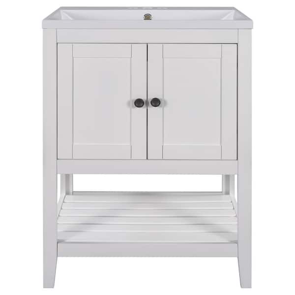 Morandi 23.7 in. W x 17.8. in D. x 33.6 in. H Bath Vanity in Gray with White Ceramic Top