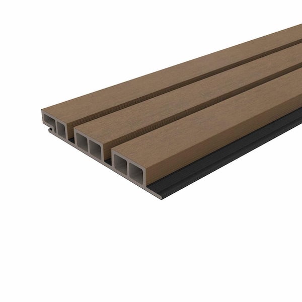 NewTechWood European Siding Belgium Style Noir 7.7 in. x 12 in. Peruvian Teak Composite Lap Siding Sample