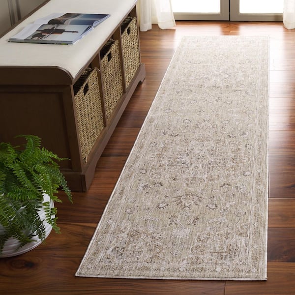 Mason 2 ft. x 8 ft. Light Gray/Green Medallion Border Runner Rug