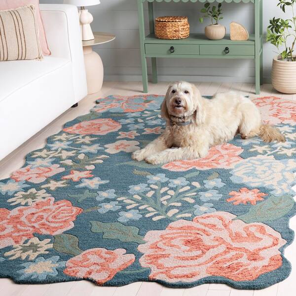 SAFAVIEH Jardin 6 ft. x 9 ft. Blue/Pink Underwater Floral Area Rug