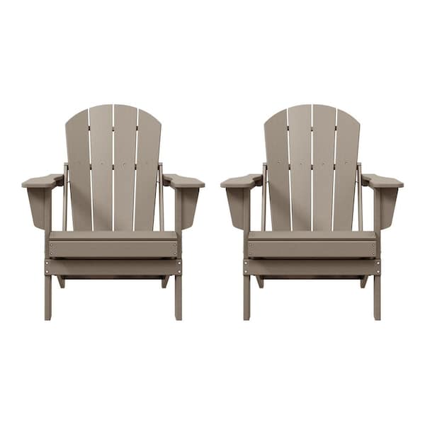 WESTIN OUTDOOR Laguna 2-Pack Fade Resistant Outdoor Patio HDPE Poly Plastic Classic Folding Adirondack Chairs in Weathered Wood