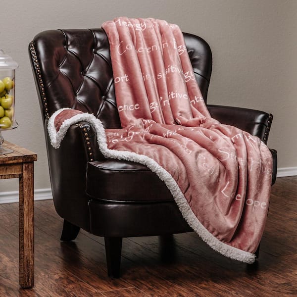 CHANASYA Sympathy Rosetan Love Support Comfort Faux Fur Polyester Reversible Sherpa Gift Throw Blanket - 50 in. x 65 in.