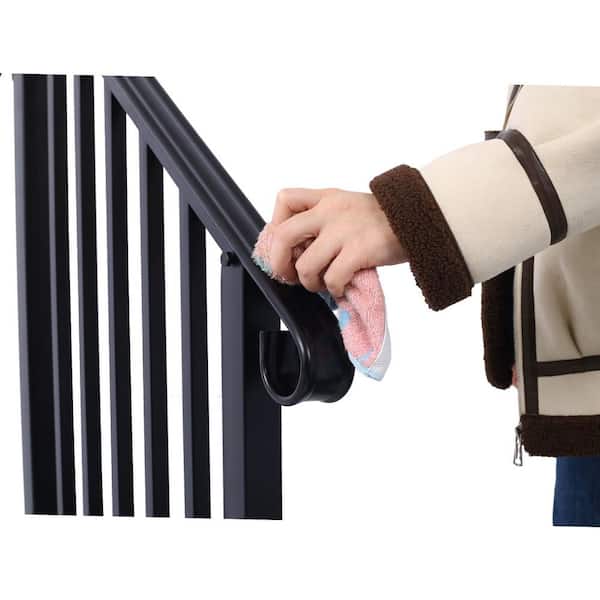 Angel Sar 48 in. H x 36 in. W Black Iron Stair Railing Kit, for Deck, Wrought Iron Deck Railing Kit and Porch Railing