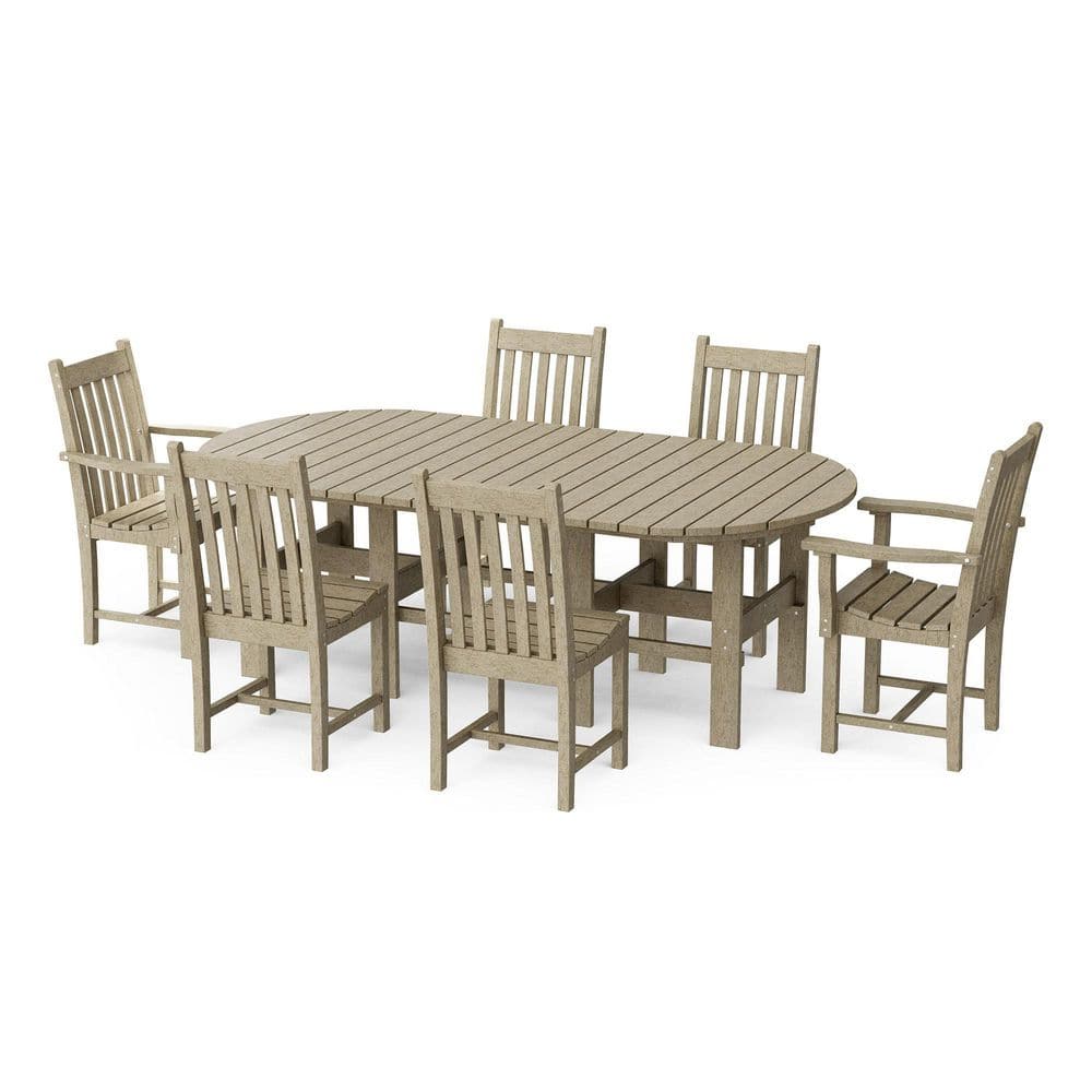 Classic Weathered Wood 7-Piece HDPE Plastic Outdoor Patio Dining Set price history on PriceWatchPro