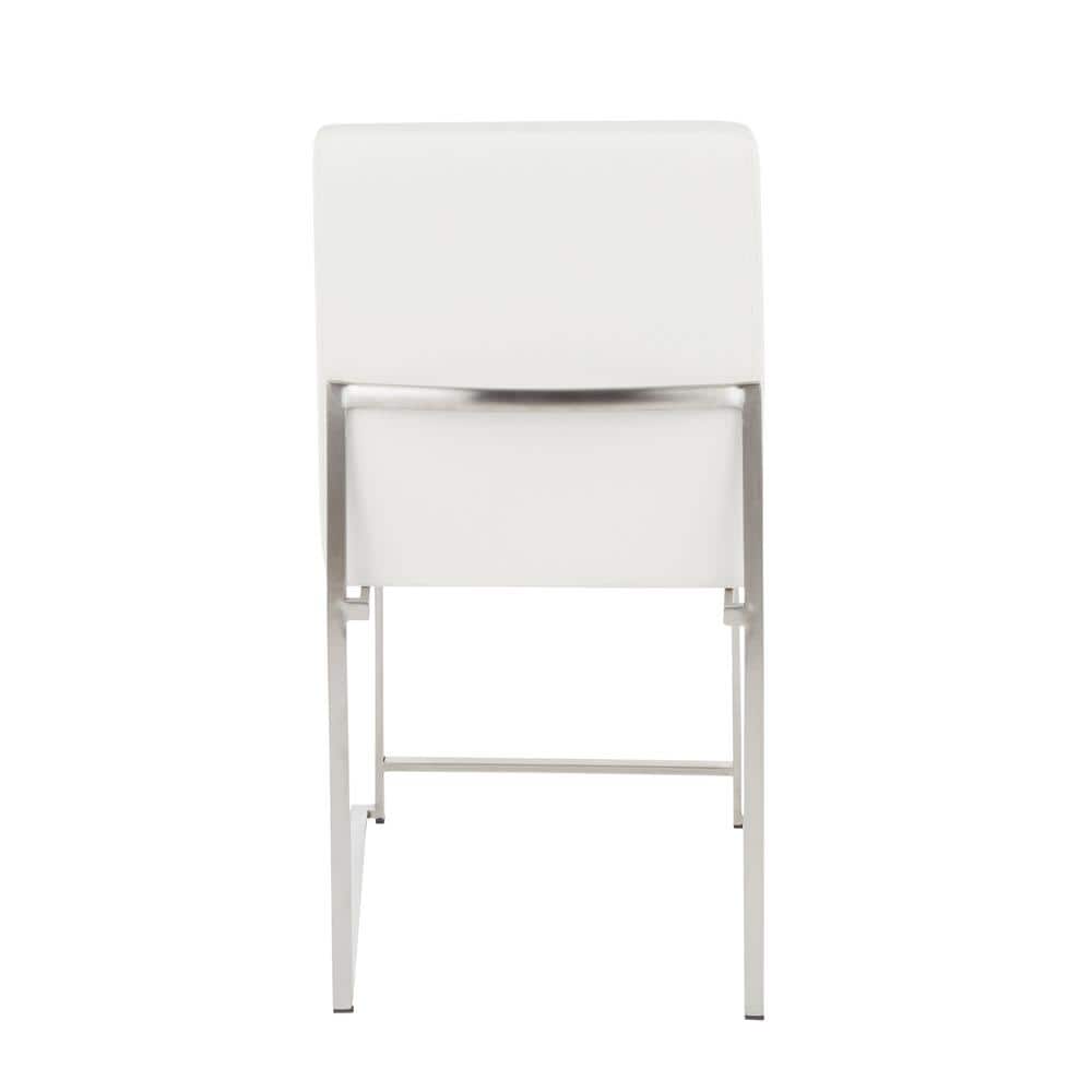 White Faux Leather High Back Metal Side Chair