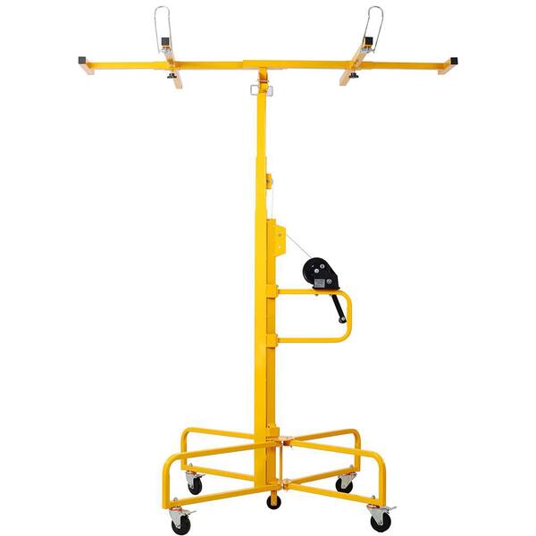 Yellow 13 ft. Drywall Panel Hoist Jack Lifter Jack Rolling Caster Wheel 150 lbs.