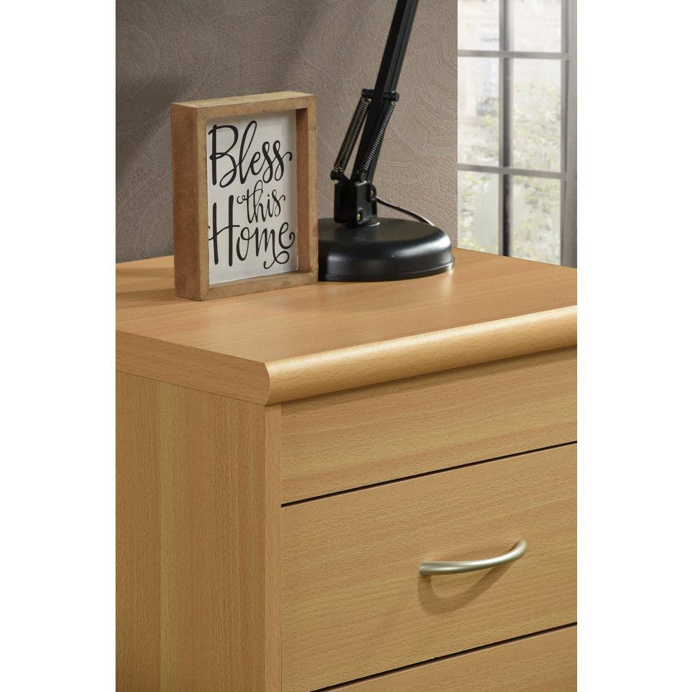 Beech 2-Drawer Engineered Wood Nightstand