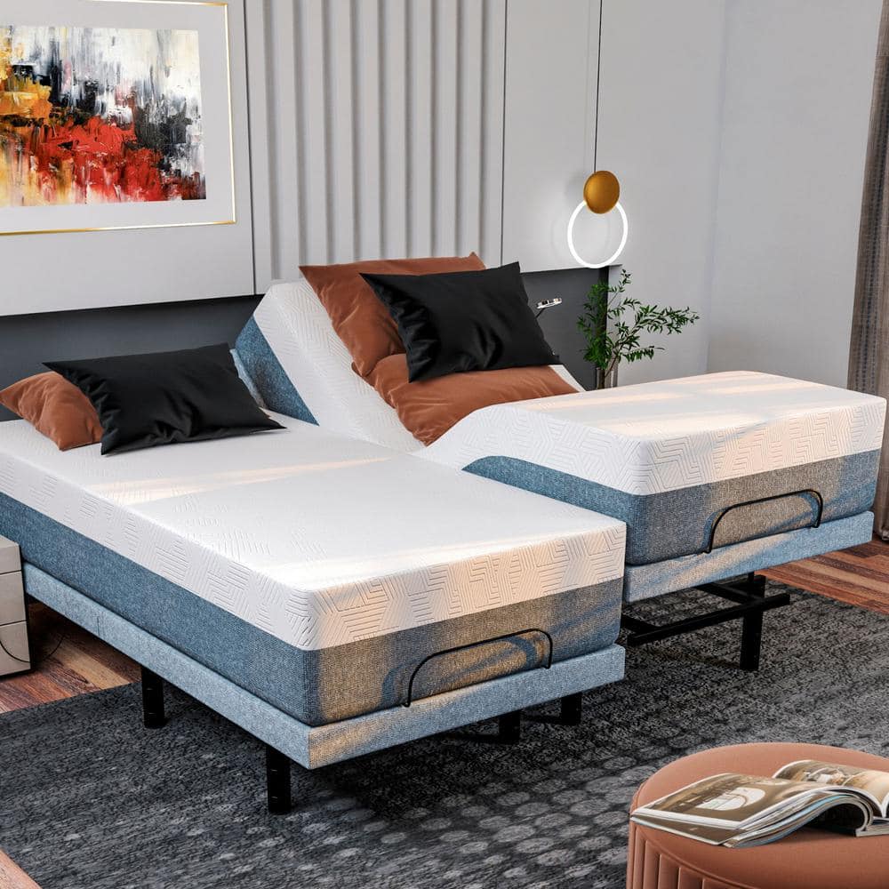 Split King Adjustable Bed with Cooling Gel Memory Foam Mattress