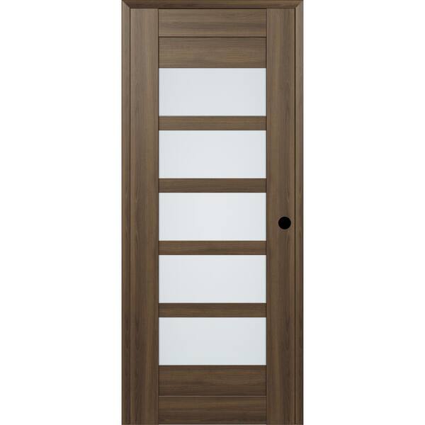 Belldinni 18 in. x 96 in. Vona 07-07 Left-Hand 5-Lite Frosted Glass Pecan Nut Composite DIY-Friendly Single Prehung Interior Door
