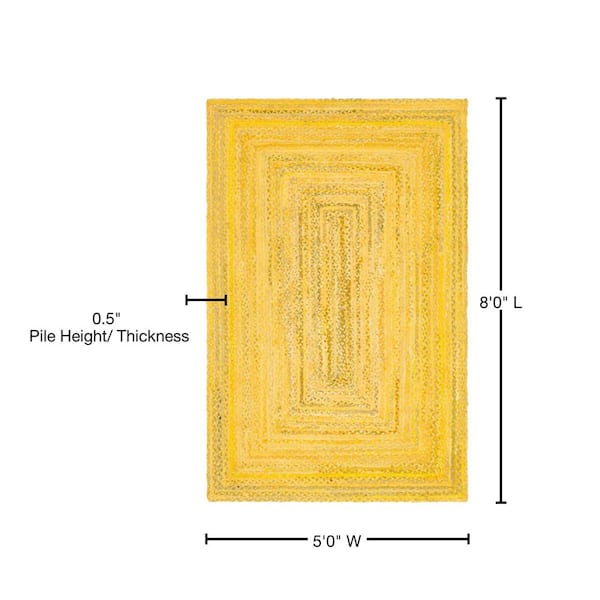Unique Loom Braided Chindi Yellow 5 ft. x 8 ft. Area Rug 3142715