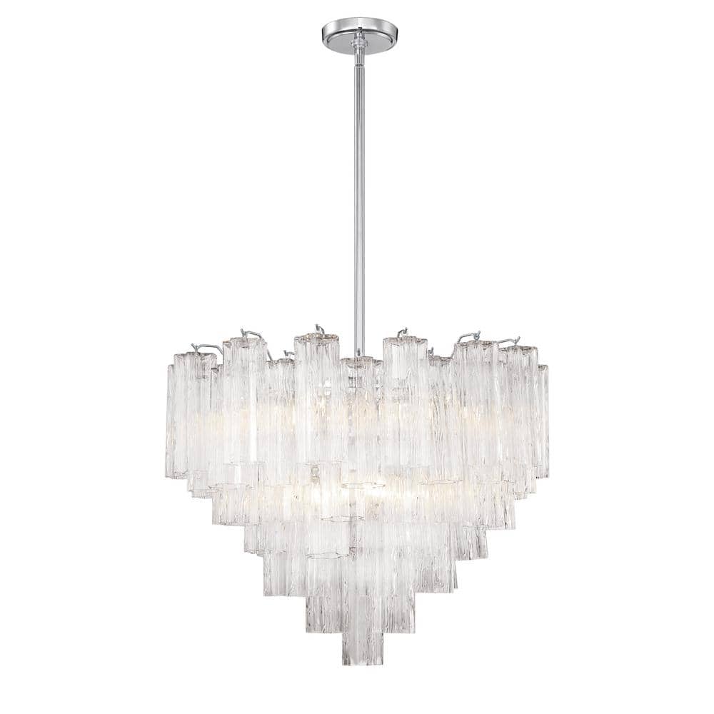 Addis 12-Light Polished Chrome Chandelier with Clear Tronchi Glass