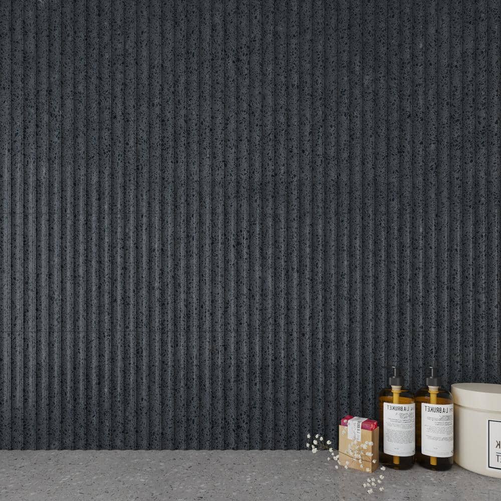 Spanish Pureform Terrazzo Deco Black 12 in. x 24 in. Matte 3D Fluted Porcelain Wall Tile (5-Pieces, 10.76 sq. ft./Case) price history on PriceWatchPro