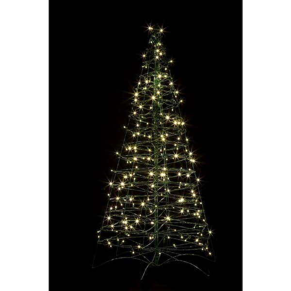 Crab Pot Trees 5 ft. Pre-Lit LED Fold Flat Outdoor/Indoor Artificial Christmas Tree with 210 Warm White Lights