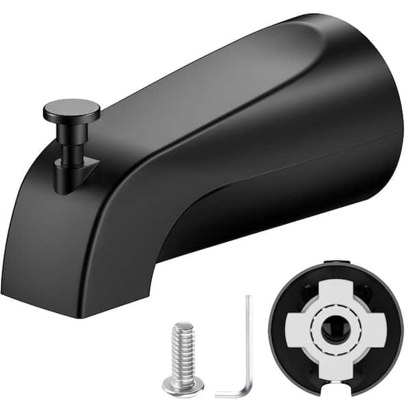 Matte Black Metal Tub Spout with Pull-Down Diverter for 1/2 in. Copper Pipe Slip-Fit