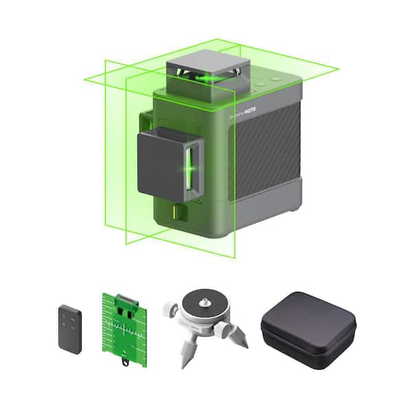 H1 50 ft. Green Self-Leveling 3-Plane Laser Level 12 Cross-Line Laser with Remote Controller and Mini Tripod