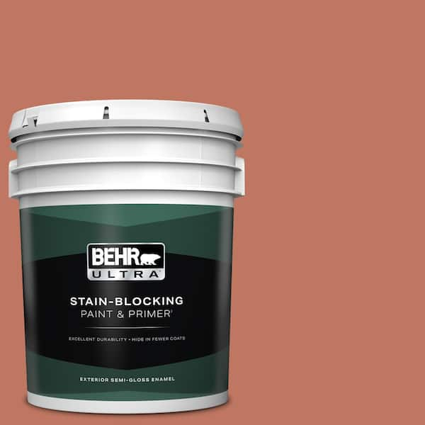 BEHR ULTRA 5 gal. #210D-6 Caribbean Coral Semi-Gloss Enamel Exterior Paint & Primer