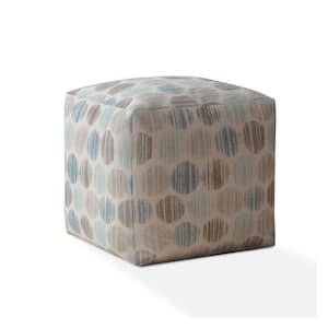 Charlie Blue And Grey Flax Square Fabric Pouf Cover Only