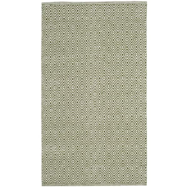 SAFAVIEH Montauk Ivory/Green Doormat 3 ft. x 4 ft. Geometric Area Rug