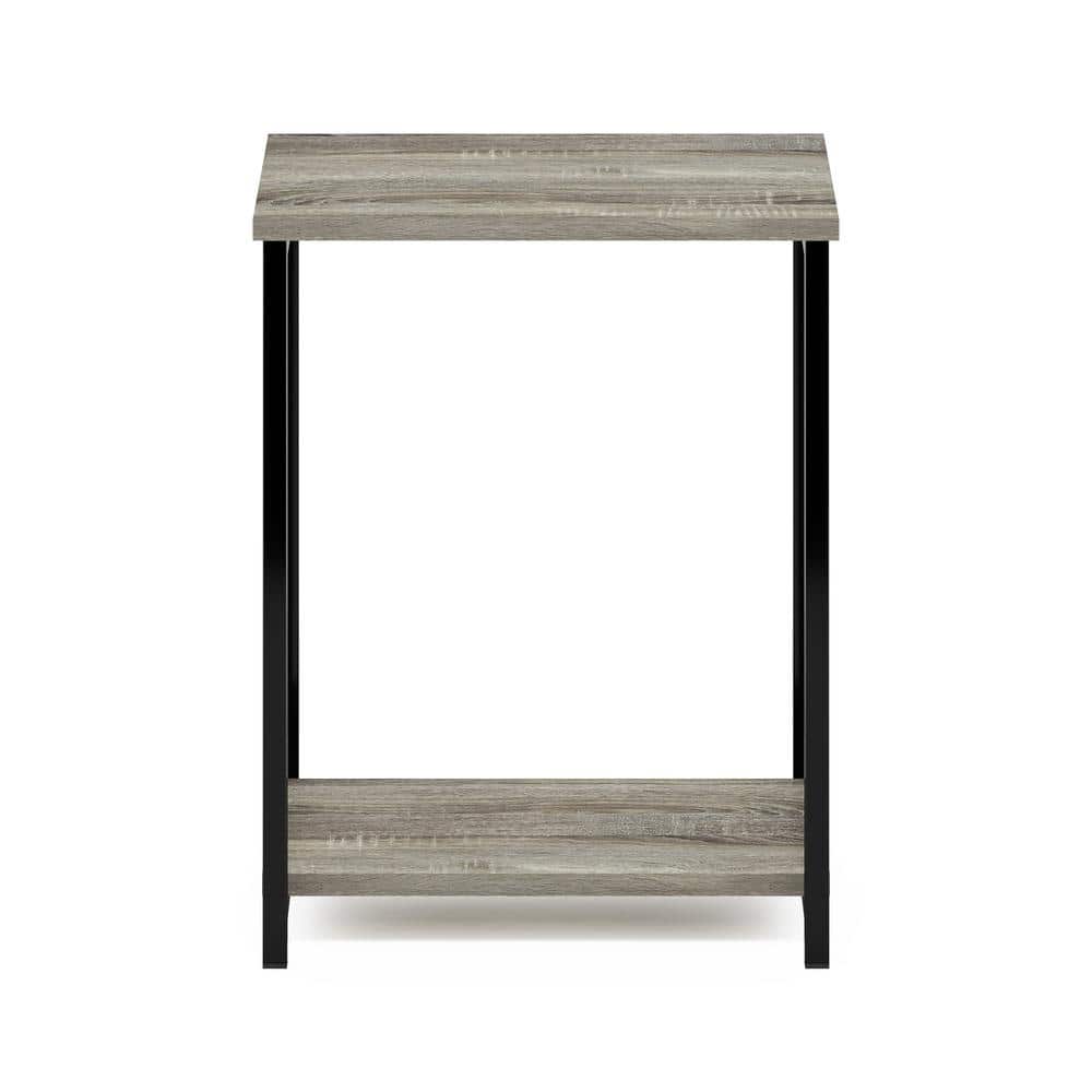 French Oak and Black Metal Frame End Table