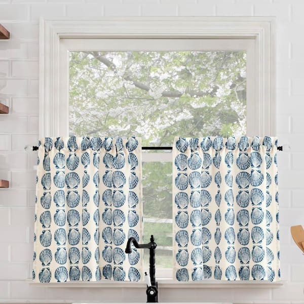 Sandbar White Sheer 27 in. W x 24 in. L Rod Pocket Light Filtering Curtain Tier Pair for Kitchens (Set of 2)
