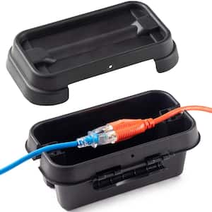 The Original Weatherproof Connection Box - Small Indoor and Outdoor Electrical Power Cord Enclosure - Black