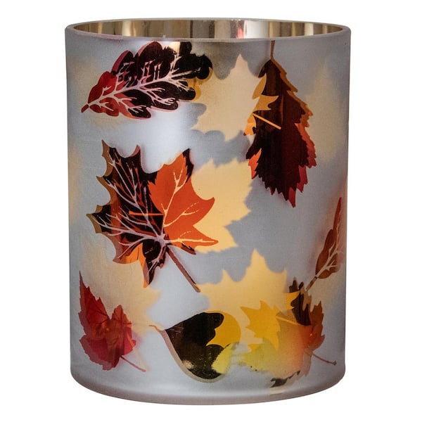 Flameless Fall Leaves Flameless Forever Gel Candle Glass Cube [639