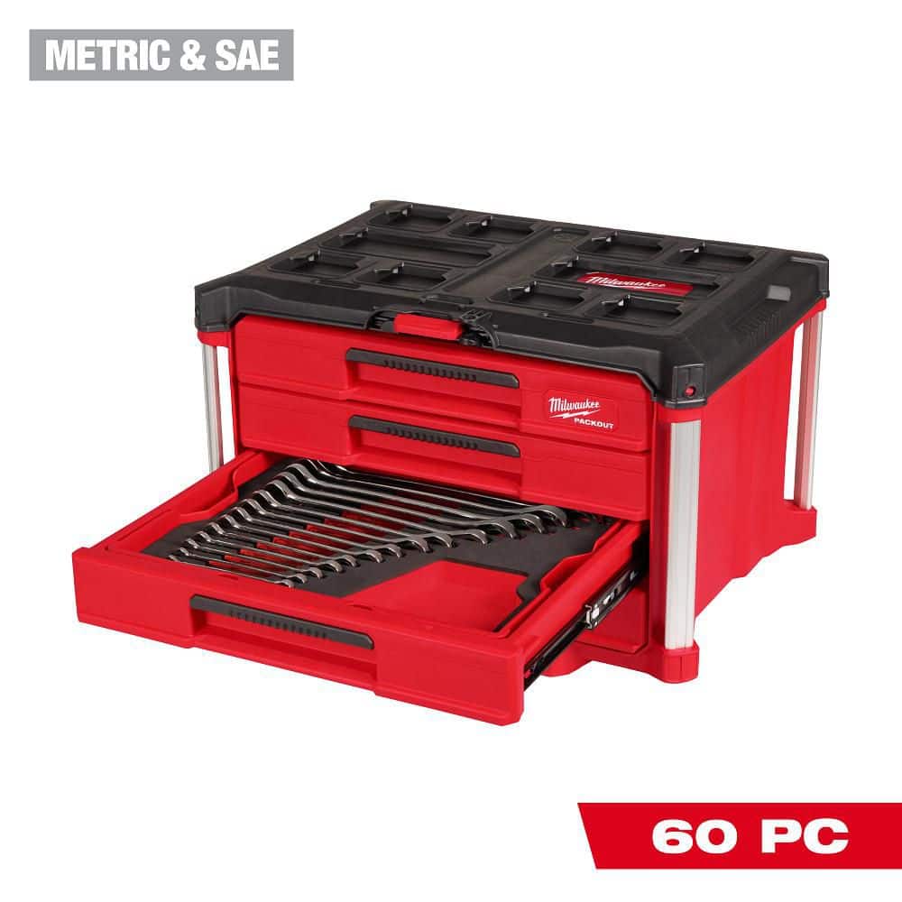 Combination SAE and Metric Wrench Mechanics Tool Set with PACKOUT 4 Drawer Tool Box (60-Piece) price history on PriceWatchPro