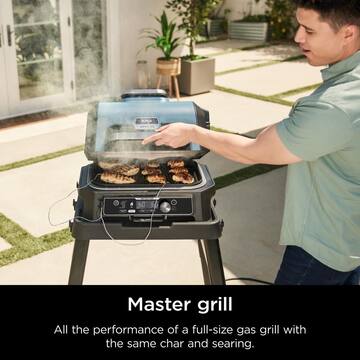 Woodfire Pro Connect Premium XL Outdoor Electric Grill and Smoker in Blue with Air Fryer and 2 Built-In Thermometers