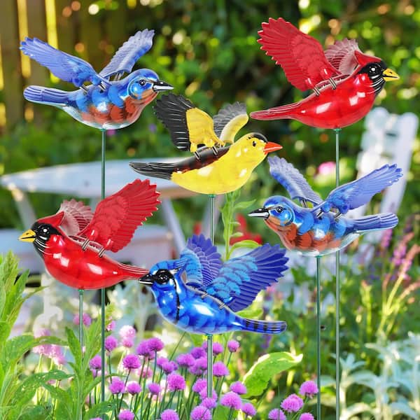BESPORTBLE 1pc Painted Spring Bird Ornament Flower Art Bird Stake Sign  Decorative Yard Stakes Animal Lawn Signs Painted Garden Stakes Animal Sign