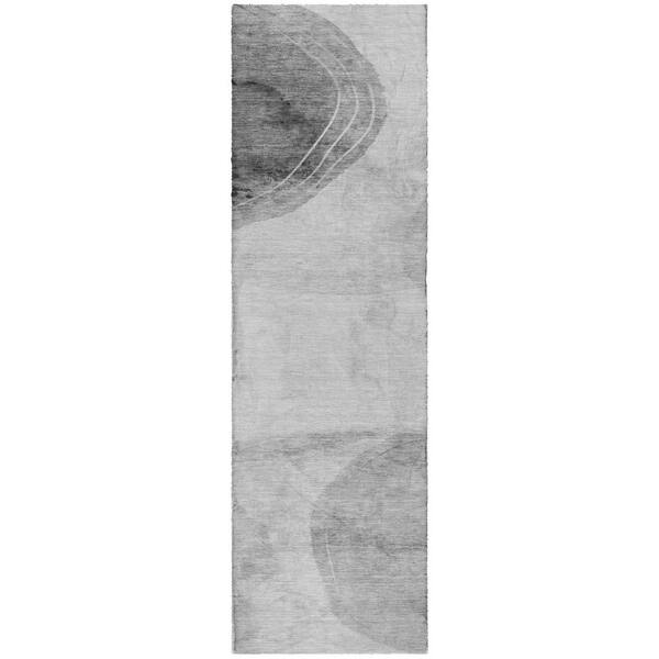 Dream Shag Premium Machine Washable Abstract ADS545 Gray 2 ft. x 7 ft. Runner Rug