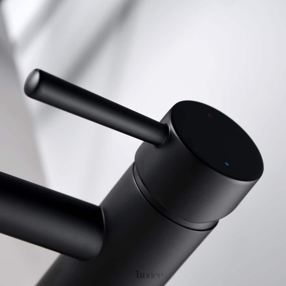 Matte Black Single-Handle Bathroom Faucet with Drain Assembly