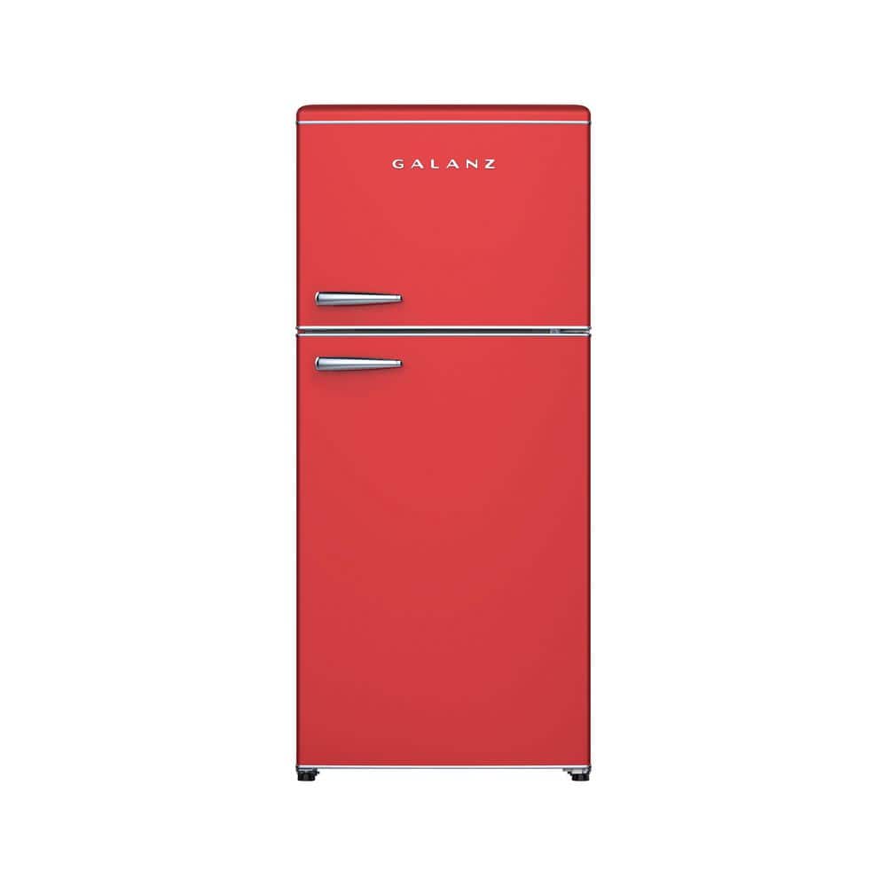 18 cu. ft. Retro Top Mount Freezer Refrigerator with Glass Shelves in Red