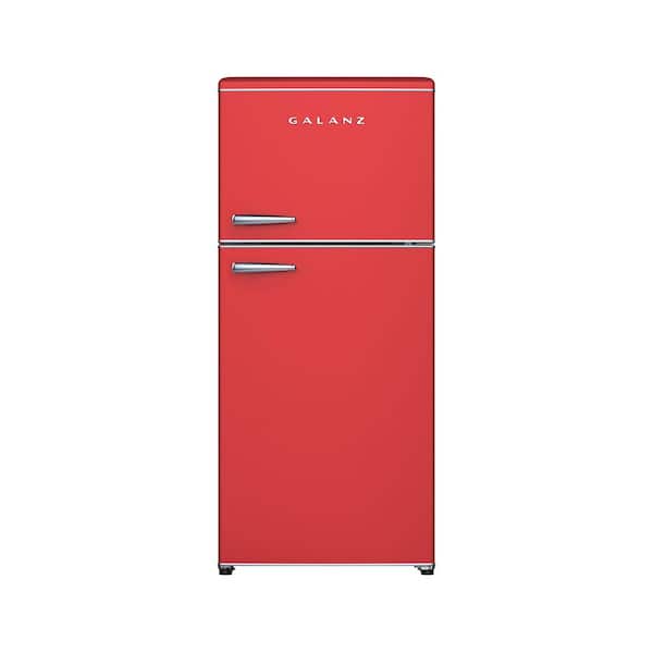 18 cu. ft. Retro Top Mount Freezer Refrigerator with Glass Shelves in Red