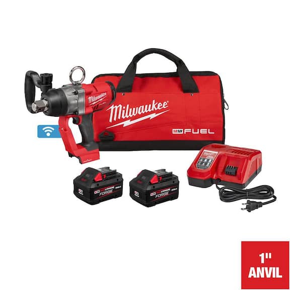 Milwaukee M18 FUEL ONE-KEY 18V Lithium-Ion Brushless Cordless 1 in. Impact Wrench with Friction Ring and Two 8.0 Ah Batteries