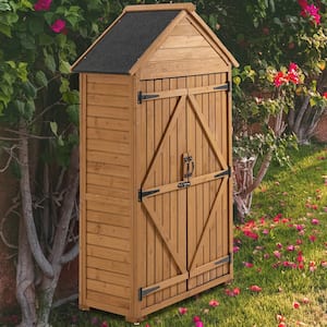 3.3 ft. W x 1.84 ft. D Yellow Wood Shed with Double Doors and Shelves (6.07 sq. ft.)