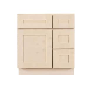 Lancaster Shaker Assembled 30 in. x 21 in. x 32.5 in. Vanity Sink Base Cabinet with 1 Door 2 Right Drawers in Stone Wash