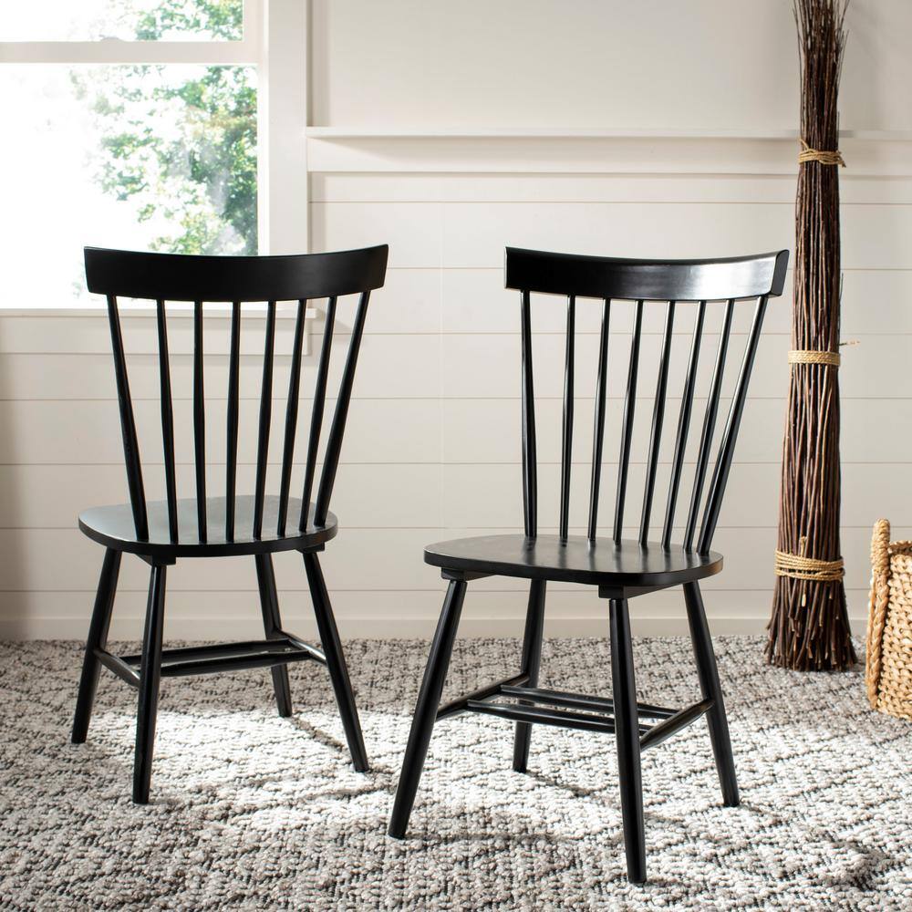 Black High Windsor Wood Slat Side Chair