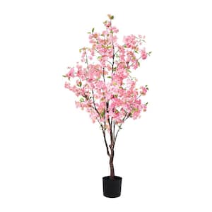 4.5 ft. Pink Artificial Cherry Blossom Flower Tree in Pot