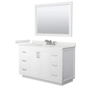 Miranda 54 in. W x 22 in. D x 33.75 in. H Single Bath Vanity in White with White Qt. Top and 46 in. Mirror