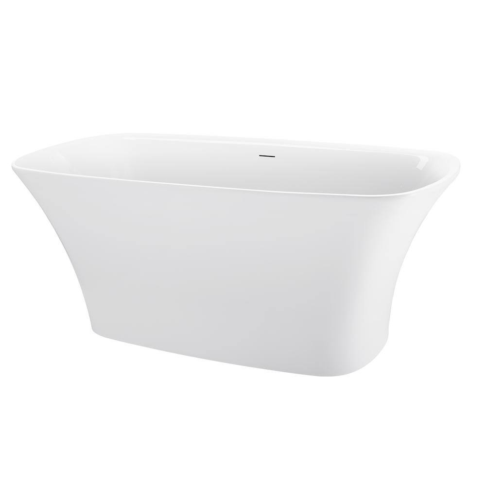 67 in. x 31 in. Soaking Bathtub with Center Drain in Glossy White