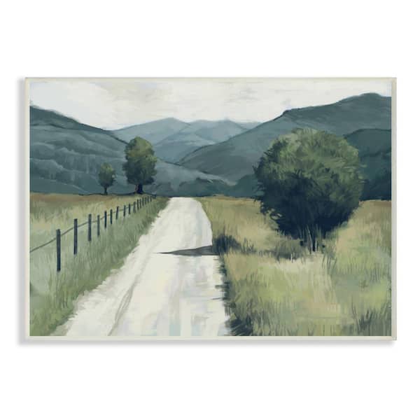 Stupell Industries "Farmland Fields Green Blue Landscape Painting" by Ziwei Li Unframed Nature Wood Wall Art Print 13 in. x 19 in.