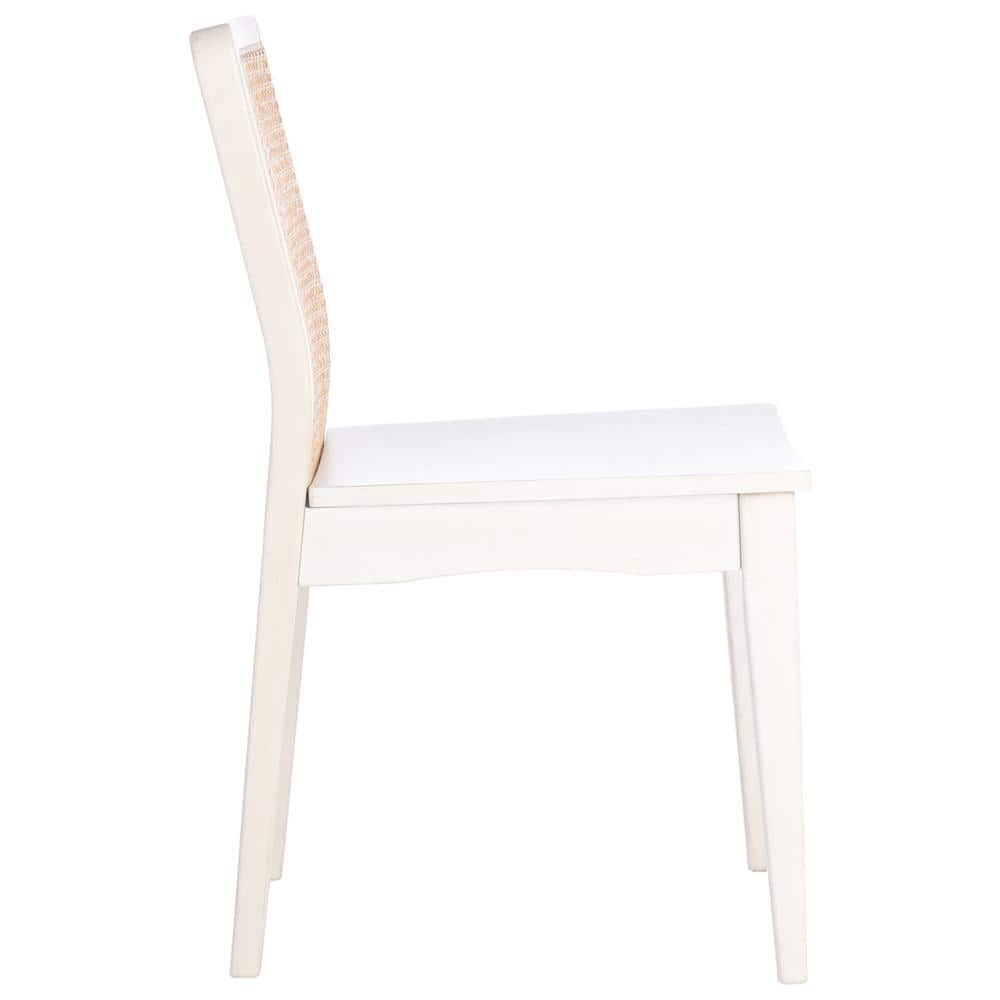 Benicio White and Natural Rattan Coastal Side Chair