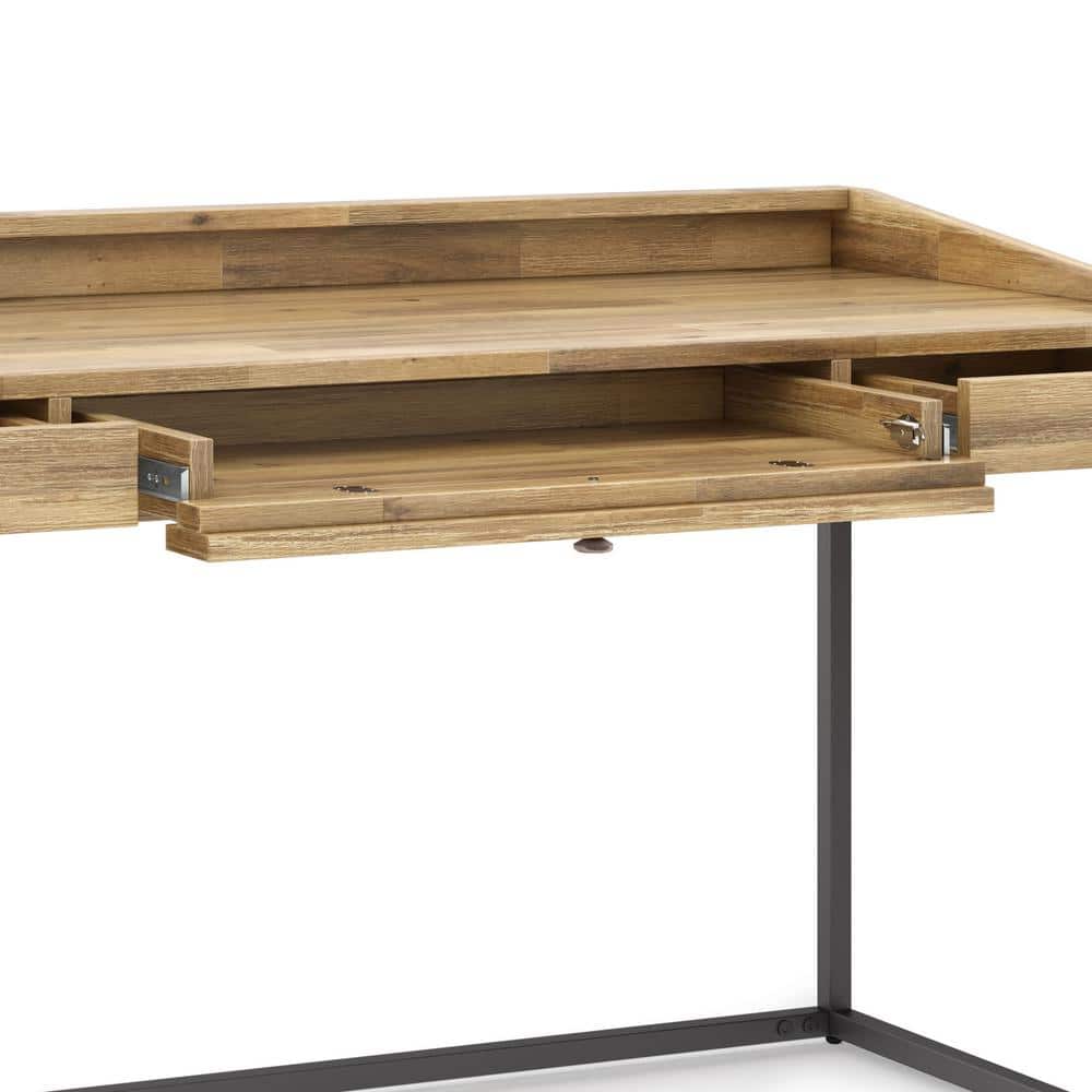 Distressed Golden Wheat Acacia Wood Writing Desk with Keyboard Tray