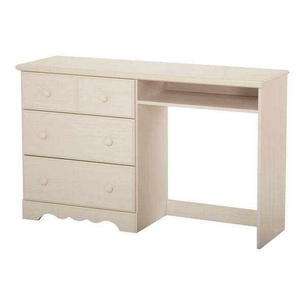 South Shore Summer Breeze Desk with 3-Drawer in White Wash